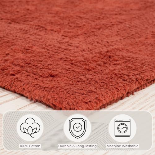 Bathroom Rugs - 2 - Piece Cotton Bathroom Mat Set - Machine Washable Bath Mats for Washroom, Kitchen, or Laundry Room by Lavish Home (Brick) - color: Brick