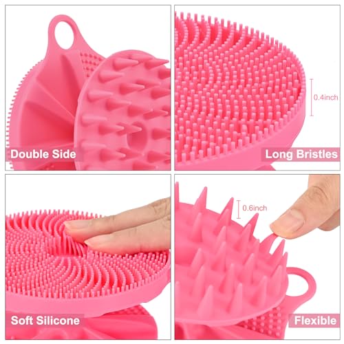 INNERNEED 2in1 Silicone Body Scrubber & Scalp Massager Shampoo Brush, Pink | Food-Grade Soft Material, More Hygienic, Easily Lather, Convenient for Travel, Gym, Business,etc - color: Pink