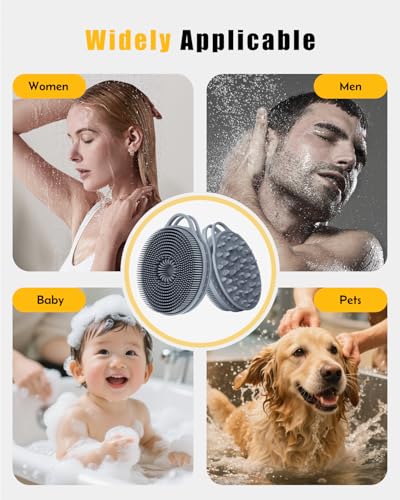2 in 1 Silicone Body Scrubber, Anti Cellulite Massage Scrubber, Exfoliating Shower Brush for Men & Women, Removes Dead Skin, Reduces Cellulite, Improves Circulation, Fast Dry, Non Slip (1PC, Grey) - color: Grey, size: 1PC
