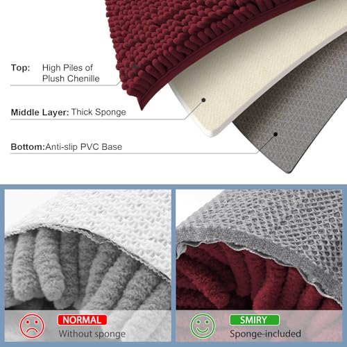 Smiry Luxury Chenille Toilet Rugs U-Shaped 20x20, Soft Absorbent Non-Slip Contour Bathroom Rugs for Toilet, Machine Washable Contoured Bath Mats, Burgundy - color: Burgundy, size: 20" X 20" Contour Rug