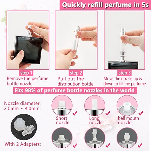 Travel Perfume Atomizer Refillable Bottle - 5ML Leakproof Luxury Travel Perfume Atomizer, Refillable Perfume Spray Bottle for Women (Silver) - color: Silver