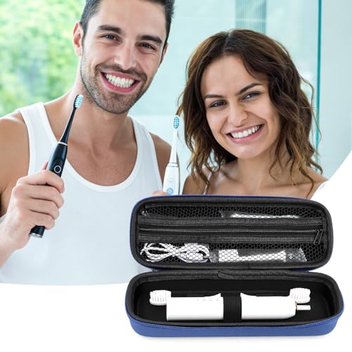 Hooqict Toothbrush Travel Case for Oral-B/Oral-B Pro/iO Electric Travel Toothbrush Case Holder with Mesh Pocket for Traveling, Camping, School, Business, Protective Storage Containers - color: Navy Blue