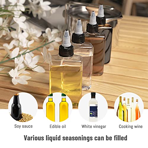 LELE LIFE 8Pcs Small Oil Dispenser Bottle for Camping, 3.4oz Leak-Proof Squeeze Condiment Bottle with Twist Top Cap, Liquid Condiment Container Dispensing Bottles for Oil Soy Sauce Vinegar - color: 8Pcs