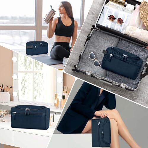 Hanging Toiletry Bag for Women and Men Traveling Makeup Large Capacity Cosmetics Portable Dopp Kit Storage Organizer Bag with Hanging Hook for Toiletries Brushes (Dark Blue) - color: Dark Blue
