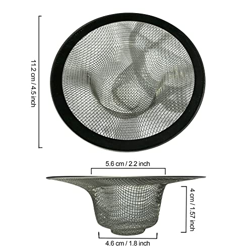 Sink Strainer 2Pcs Stainless Steel Metal Mesh Sink Drain Strainer Large Wide Brim 4.5" Diameter for Most Kitchen Sink Bathroom Bathtub Shower Room Balcony Drains - size: 4-1/2 Inch