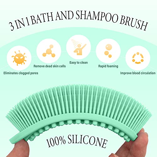 PQRUU 3 Pack Silicone Body Scrubber, Soft Silicone Loofah, Exfoliating Body Scrubbers for Use in Shower,Bath Scrubbers Fit for All Kinds of Skin, Rapid Foaming,Black,Green,Pink - color: Black,green,pink