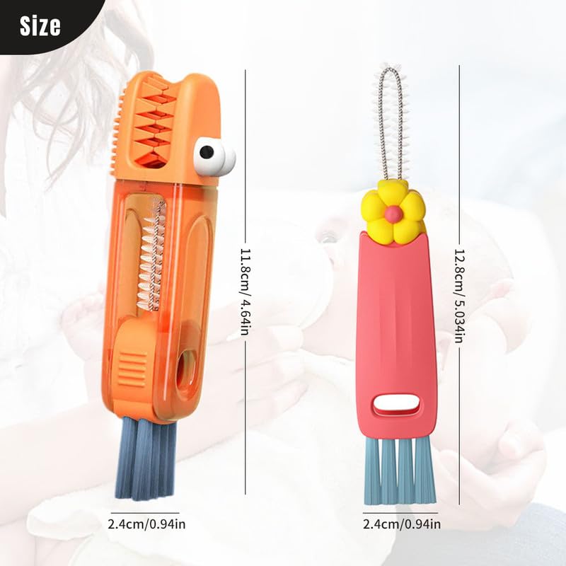 Moonboat 3 in 1 Cup Lid Cleaning Brush, 2024 New Portable Crevice Cleaning Brush Set for Baby Bottle Gap Tight Spaces Cup, Rotatable Cup Lid Cleaner Cup Mouth Scrubber, A-green - color: A-green