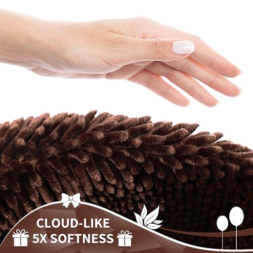 Yimobra Large Bathroom Rug Non Slip 36x24 Inch, Extra Thick Soft Absorbent Chenille Bath Mat, Machine Washable Quick Dry Bath Rugs for Bathroom Floor, Tub and Shower, Home Decor Accessories, Brown - color: Brown, size: 36" X 24"