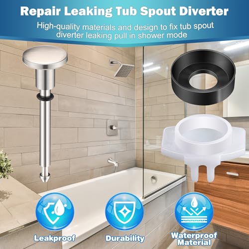 Enhon 2 Set Tub Spout Diverter Repair Kit, Includes 2 x Diverter Valve Stems, 2 x Cup Seals and 2 x Gates, Bathroom Shower Bathtub Leaky Faucet Repair Replacement Parts(Brushed Nickel,Classic) - color: Brushed Nickel