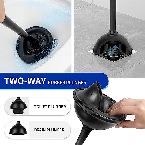 MR.SIGA Toilet Plunger and Bowl Brush with Holder, Heavy Duty Toilet Brush and Plunger Set for Bathroom Cleaning, Black, 1 Set - color: Black