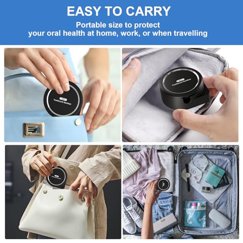 UV Toothbrush Sanitizer Holder, Toothbrush Sanitizer and Holder Cover Caps with Fan Drying, Rechargeable Portable Toothbrush Cleaner Case Fits Most Electric and Manual Toothbrushes (Black) - color: Black
