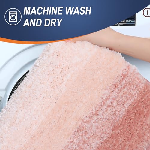 OLANLY Small Bathroom Rugs Mat 24x16, Extra Soft Absorbent Microfiber Bath Rugs, Rubber Backing, Quick Dry, Machine Washable Bath Mats for Bathroom Floor, Tub and Shower, Home Decor Accessories, Peach - color: Peach, size: 24" X 16"