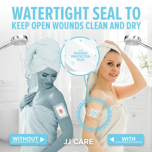 Shower Protector [Pack of 14], 9x9 Dialysis Catheter Shower Shileds Wound Cover, PICC Line Water Barrier, Colostomy Waterproof Bandage Protector, 2 Week Supply