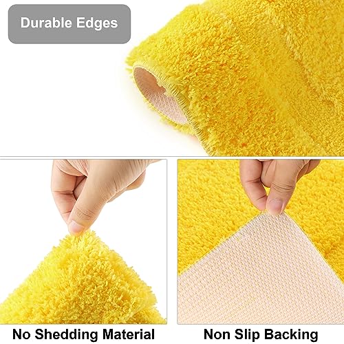 SHACOS 3 Piece Bath Rugs Set with Toilet Lid Cover Soft Absorbent | 16"x24" Small Bath Mats U Shape Contour Rug Toilet Cover Set Non Slip Machine Washable Plush Bathroom Rug(Yellow) - color: Yellow, size: 16"x24"+U-Shape 20"x24"+Lid Cover 19"x21"