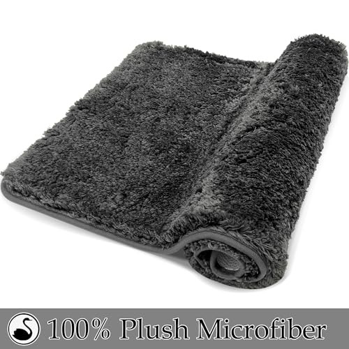 Bathroom Rugs Sets 3 Piece Extra Soft and Absorbent Microfiber Bath Rugs, Plush Shaggy Luxury Mat with Rubber Backing, Machine Wash Dry, Bath Mats for Bathroom Floor, Tub and Shower, Deep Grey - color: Deep Grey