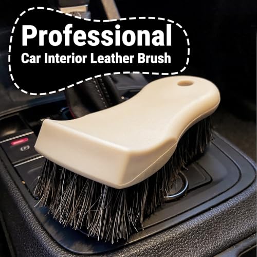 YeewayVeh Long Bristle Horse Hair Brush for Leather, Versatile Leather Cleaning Brush for Car Interior Seat, Carpet, Upholstery, Furniture and Shoes - color: Brown, size: 1 Pack