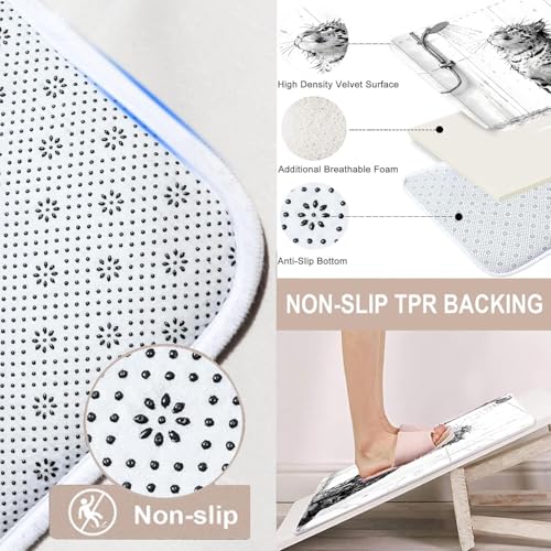 4 Piece Black and White Shower Curtain Set with Rugs, Cute Leopard Taking a Shower Art, Aesthetic Funny Animal Waterproof Fabric Bathroom Decor, Non-Slip Mat, U-Shaped Rug & Toilet Lid Cover - color: White