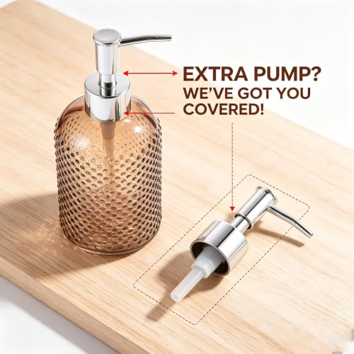 3 Pack Assorted Glass 15 Ounce Lotion Soap Dispenser Bottle with Pump for Bathroom, Kitchen - color: Assorted/15 Oz