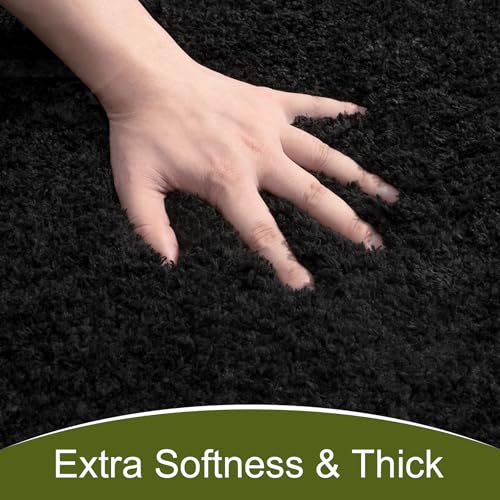 AROGAN Luxury Long Bathroom Runner Rug, 20x30 Inch Thick Soft and Absorbent Microfiber Non Slip Bath Mat, Rubber Backing Quick Dry Rugs Carpets, Machine Washable Plush Mats for Shower Floor, Black - color: Black, size: 1'8" x 2'6" (20" x 30")