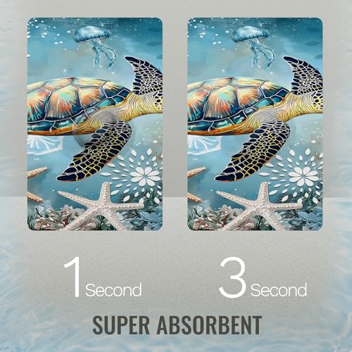 Quick Dry Bath Mat for Bathroom,Super Absorbent Beach Welcome Bath Rug Non-Slip Rubber Backing,Machine Washable Bathroom Floor Mat for Shower, Tub, Sink Area Sea Turtle Nautical Starfish 16x24 - color: Blue6, size: 1'4" x 2' (Rectangular)