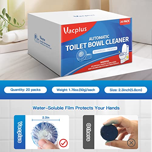 Vacplus Toilet Bowl Cleaners - 20 Pack Long-Lasting Toilet Cleaner Tablets, Prevent Stains & Deodorize, Blue - color: Blue, size: 1 Count (Pack of 20)