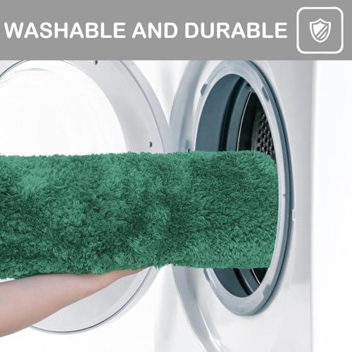 RUN HELIX Bathroom Rugs Set 3 Piece Soft Absorbent Bath Rugs, Microfiber Bath Mats Toilet Rug with Non-Slip Rubber Backing, Bath Rug Sets for Bathrooms, Deep Green - color: Light Green