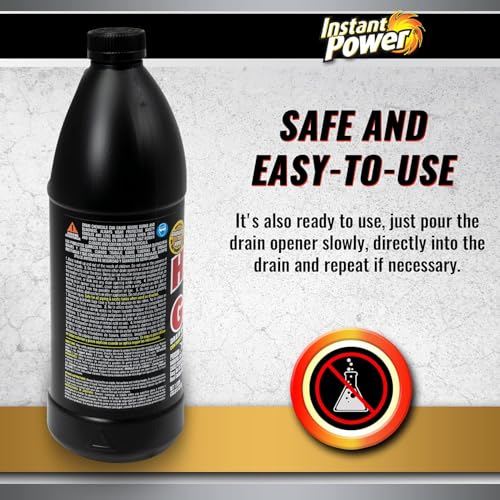 Instant Power Hair and Grease Drain Cleaner - Shower Drain & Sink Cleaner, Liquid Clog Remover, Made in USA, Sink Deodorizer - 1 Liter (Pack of 2) - size: 33.8 Fl Oz (Pack of 2)