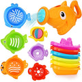 Baby Bath Toys for Kids Ages 1-3,13 Pcs Bathtub Toys for Babies 6-12-18 Months, Mold Free Bath Toys Toddlers 2-4 Years Old,Stacking Cups & Watering Can,Water Table Toys for Infants Boys Girls 1 2 3 4 - style: Orange