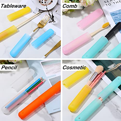 Sieral 90 Pack Travel Toothbrush Case Holder Bulk Breathable Portable Toothbrush Storage 7 Assorted Color Plastic Toothbrush Container for Home Outdoor Traveling Trip Camping, 8 x 1.2 Inch - color: 7 Assorted Colors