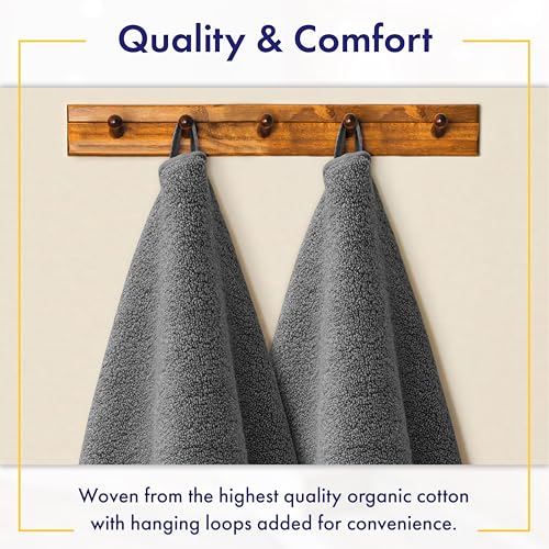 Alusa Home 100% Organic Zero-Twist Cotton Towels - GOTS Certified Luxury Bath Towels - Ultra Soft & Plush 700GSM Long-Staple Cotton - 6 Piece Towel Set (Granite Grey) - color: Granite Grey, size: 6pc Towel Set