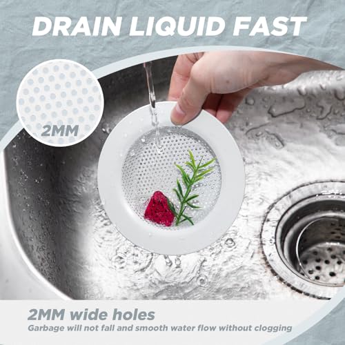 Retisee 2 Pcs Sink Strainer Stainless Steel Kitchen Sink Drain Strainer Basket Cover Mesh Hair Food Catcher, Large Wide Rim of 4.4 Diameter(Porcelain White) - color: Porcelain White