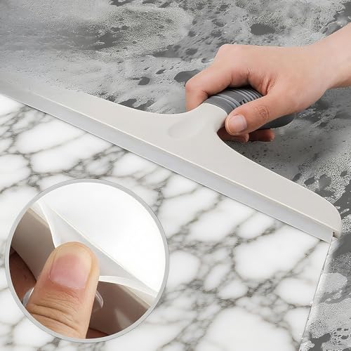 Multi-Purpose Dual-Sided Silicon Squeegee for Window, Glass, Shower Door, Car Windshield, Heavy Duty Window Scrubber, Includes Suction Hook, 10 inch, Gray and White, 1 Pack