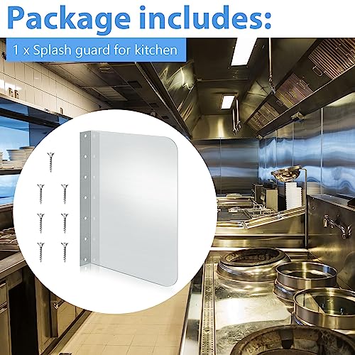 Amylove 15 x 20 Inch Stainless Steel Splash Guard Stainless Steel Wall Mount Guard with Screws Screws for Bathroom Sink Side Sink Splash Prep Sinks Protector for Commercial Kitchen Restaurant - size: 15 x 20 Inch