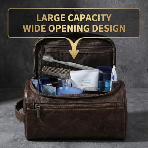 Men’s Hanging Toiletry Bag, Large Capacity Travel Dopp Kit Organizer for Business Trip – Waterproof Shaving Bag Multi-Compartment Storage for Grooming Essentials, Bathroom & Gym (Coffee) - color: Coffee