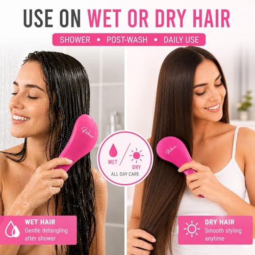 G.B.S Wave Detangling 3-in-1 Hair Brush Set (Pink) - color: Pink