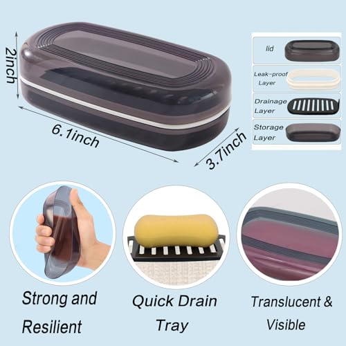 Shampoo Bar Holder Travel Case, Large Soap Holder for 5 Oz/10 Oz Oversized Bars, Soap Box with Draining Layer for Traveling Camping Gym Bathroom