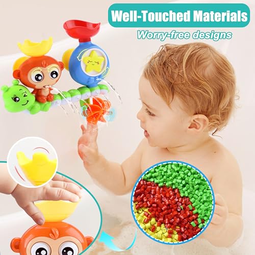 Bath Toys for Kids Ages 1-3 Toddler Bath Toys for Babies 1 2 3 Year Old Boys Girls Water Bathing Tub Toy for 12 18 Months Infant with Cups - style: Monkey Bath Toy