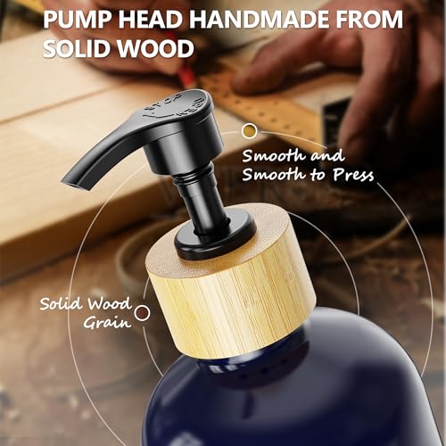 Cisily Navy Blue Kitchen Dish Soap Dispenser, 16 fl Oz Dual Kitchen Soap Dispensers with Sponge Holder, Customized Stainless Steel Kitchen Soap Dispenser Set, Modern Hand and Dish Soap Bottle Set - color: Navy Blue Sponge Holder + Navy Blue Bottle