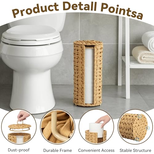 GRANNY SAYS Toilet Paper Storage Stand, Toilet Paper Holder Stand with Storage, Bathroom Tissue Holder, Freestanding Roll Stand, Waterproof Organizer for Bathroom - color: Natural, size: 6¾"D(For 3 Roll)