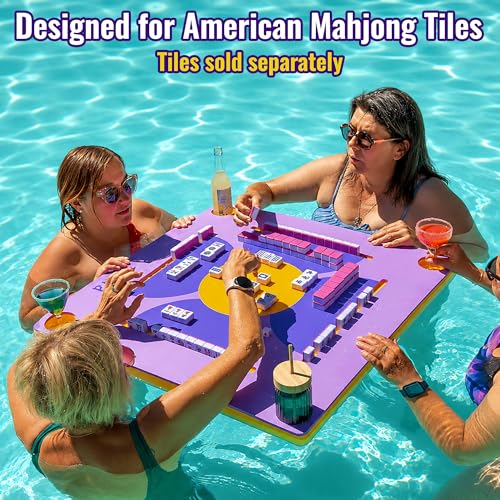 Floating Mahjong Table for Pool - Swimming Pool and Hot Tub Float Board for Card Games, Scrabble, Dominoes, Poker - Adults Pools Game Tray for Water and Lake - Domino Floater (Purple) - color: Purple