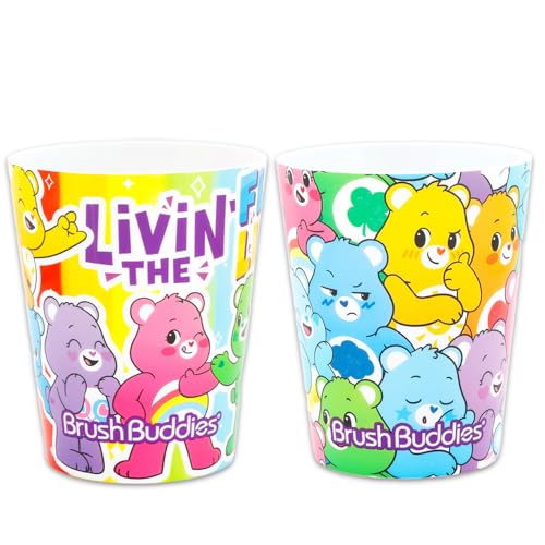 Care Bears Toothbrush and Cup Set for Kids - Bundle with 2 Toothbrushes, 2 Cups, Brush Caps, Stickers, More | Care Bears Dental Care for Girls
