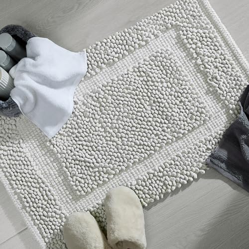 Jean Pierre New York 100% Chenille Cotton Skid Resistant Plush Bath Mat - 17"x24" Bathroom Rug - Soft Gray - color: Soft Gray, size: 1'5" x 2' (Rectangular)