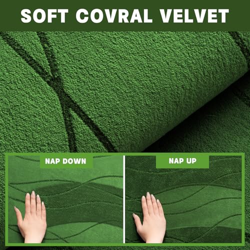 YIHOUSE Bathroom Rugs Set 2 Piece, Memory Foam Bath Mat Green | U Shaped+Small Mat, Ultra Soft, Absorbent, Non-Slip, Machine Washable, for Bathroom, Sink and Toilet - color: Grass Green, size: 2' x 1'5" (Rectangular)