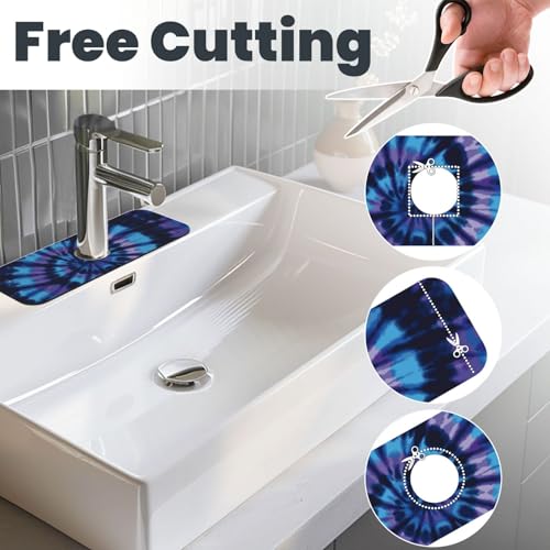 Tie Dye Blue Purple 15" X 5.5" Kitchen Sink Splash Guard Faucet Faucet Guard Draining Mat Sink Splash Guard Faucet Kitchen Bathroom - color: Tie Dye Blue Purple