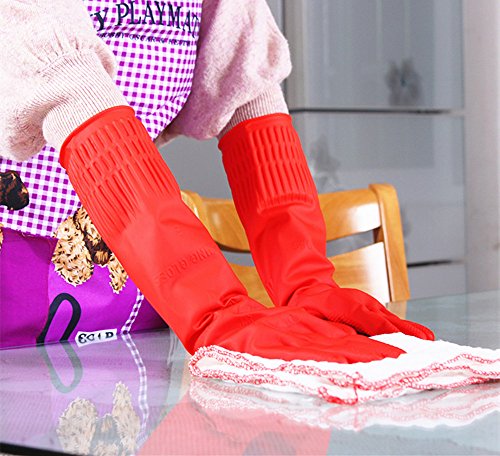 Rubber Cleaning Gloves Kitchen Dishwashing Glove 3-Pairs,Waterproof Reuseable.(Medium) - size: Medium (Pack of 3)