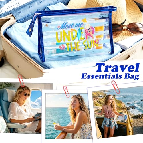 COSHAYSOO Sunscreen Bag Clear Makeup Toiletry Pouch Beach Vacation Essentials for Women Teen Girls Trip Gifts Summer Pool Travel Must Have Accessories Waterproof Stuff - color: Multi-Under the Sun