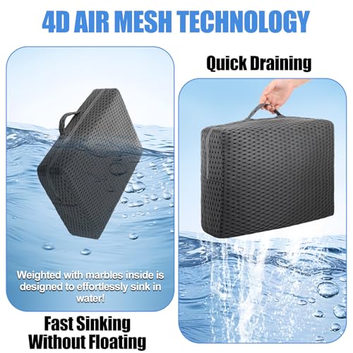 Threehoney 2 Pcs Hot Tub Booster Seat for Adults, 5 Inch 4D Mesh Spa Bathtub Booster Cushion with Suction Cups Micro Dot Quick Dry Non Slip Bottom Mat Tub Accessories for Indoor Outdoor(Grey) - color: Grey