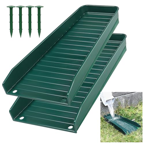 Gutter Downspout Extensions, Rain Gutter Downspout Splash Block,Drain Water Downspout Diverter, Gutter Splash Guards for Rainwater Drainage,16.3Inch (Green-2 Pack) - color: Green-2 Pack