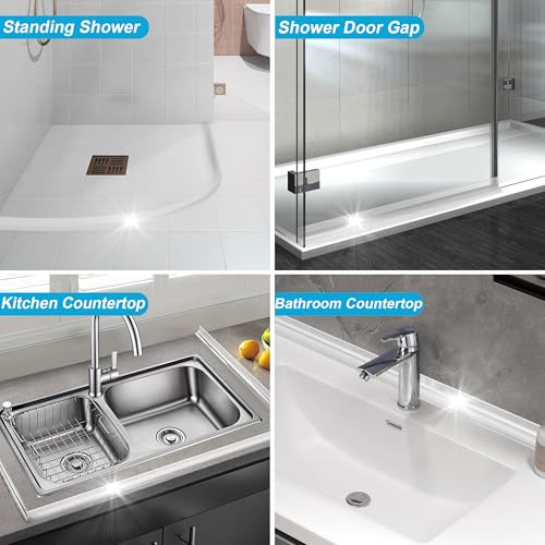 98" Shower Threshold Water Dam Silicone Shower Water Guard Collapsible Shower Door Bottom Seal Shower Splash Guard for Wet and Dry Separation - color: Transparent, style: 98 inch