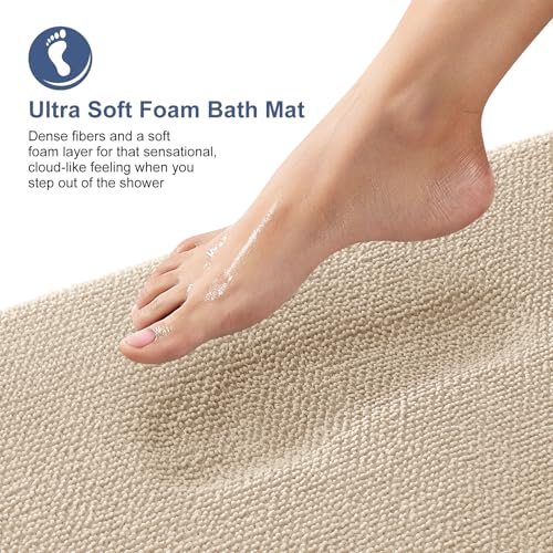 OLANLY Bathroom Rugs Sets 2 Piece, Soft Absorbent Memory Foam Bath Rug Set, Non-Slip, Quick Dry, Machine Washable Bath Mats for Bathroom, Home Decor Accessories (30"x20"+24"x16", Beige) - color: Beige, size: 30" X 20" + 24" X 16"